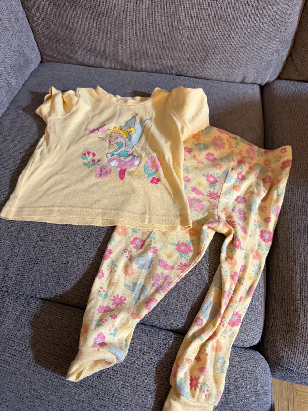 Disney Yellow Floral Fairy Pajama Set for Kids